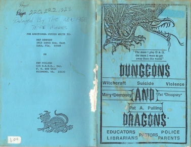 Pamphlet published by anti-occult organization “Bothered About D&D” 